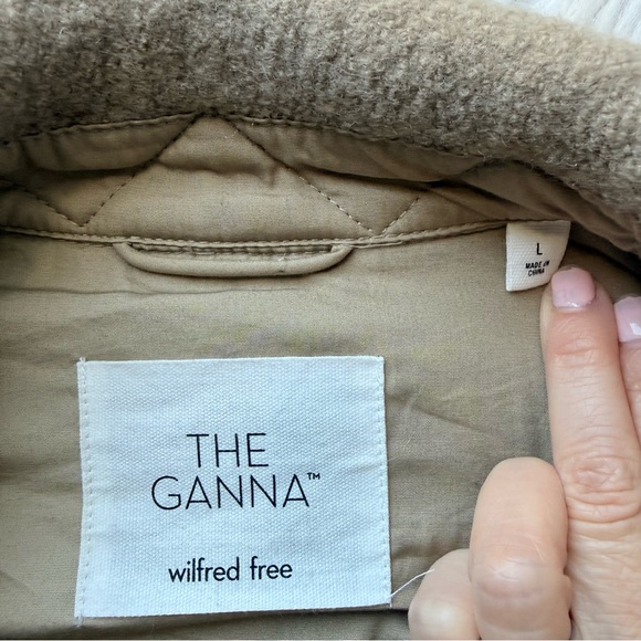 Aritzia Wilfred Free The Ganna Cropped Shirt Jacket Shacket Taupe Beige Wool L - Picture 7 of 12